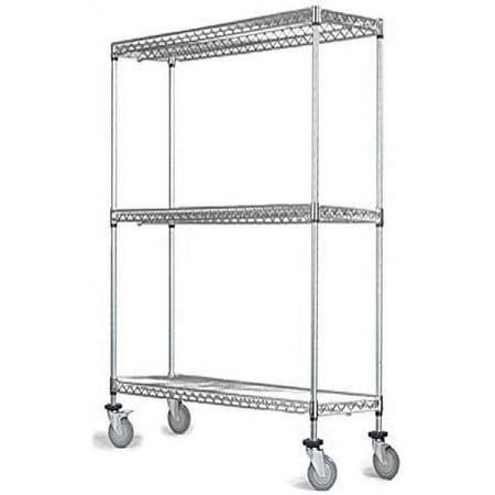 

30 Deep x 60 Wide x 92 High 3 Tier Gray Wire Shelf Truck with 1200 lb Capacity