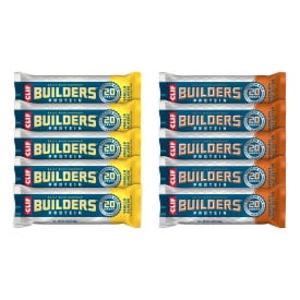 CLIF BUILDERS Protein Bars Variety Pack, 2 Flavors, Plant Protein, Gluten Free Bars, 10ct
