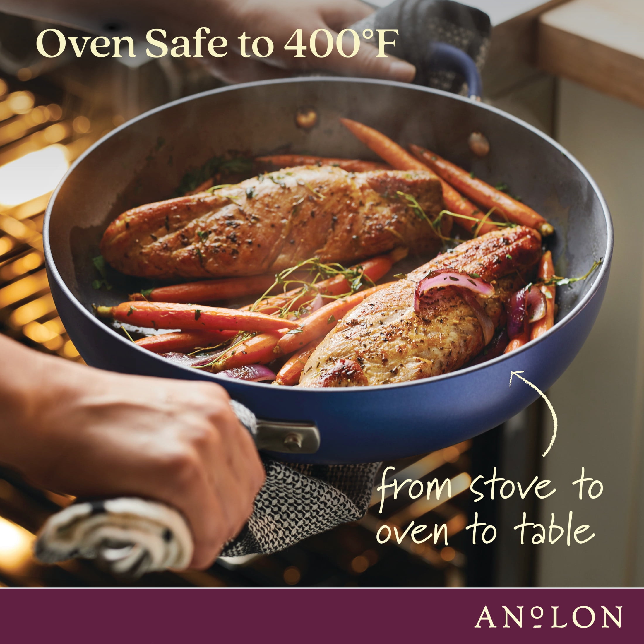 Anolon Advanced Hard-Anodized Nonstick 12-Inch Covered Ultimate Pan, Indigo  