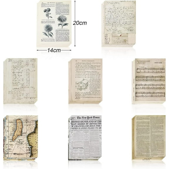240 Pcs Vintage Junk Page Journal Supplies Paper - 5.51 in x 7.87 in Scrapbooking Kits, Handmade Collage Paper