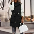 thumbnail image 2 of Winter Jackets for Women Women Longline Quilted Vest With Drawstring Waist Hooded Sleeveless Jacket For Winter Warmth And Style Winter Coats for Women, 2 of 4