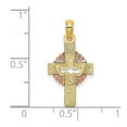 thumbnail image 2 of 14k Gold 13mm Cut-out Dove Religious Faith Cross Yellow and Pink Pendant Necklace for Women, 2 of 2