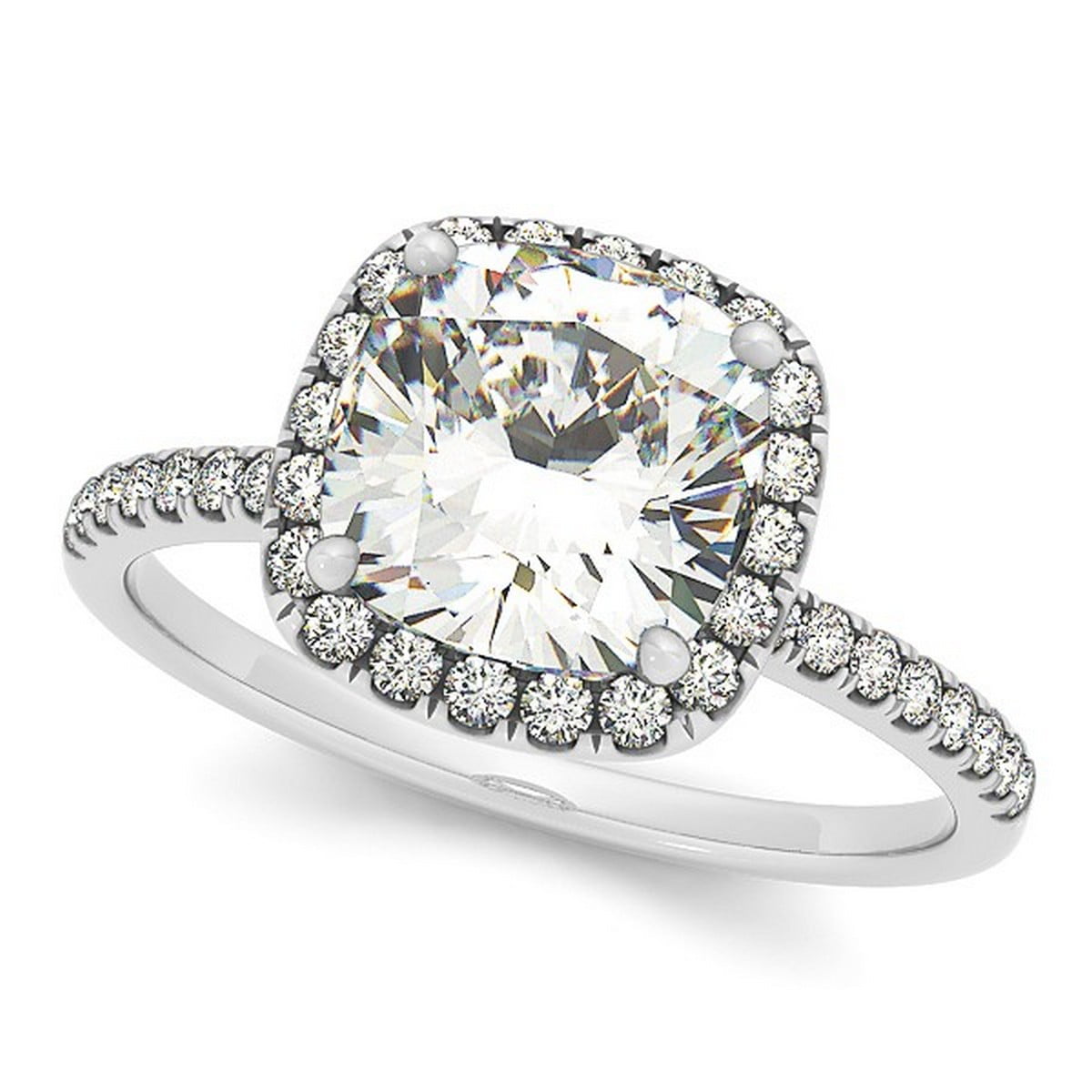 Cushion Cut 4.5x4.5mm Semi Mount Diamonds Engagement Ring 925 Sterling Silver 