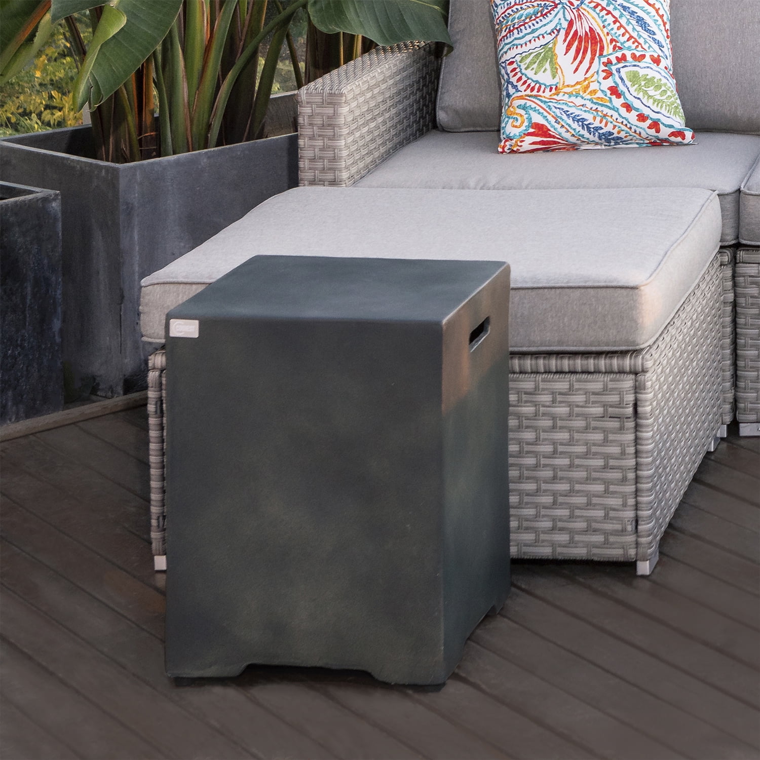 COSIEST 20lb Propane Square Green Fire Pit Tank Table