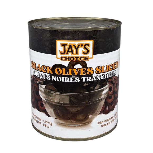 Jay's Choice Sliced Black Olives - 1.56kg - 100 Oz - 1ct - Sliced Olives for Topping (1ct)