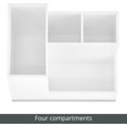 thumbnail image 3 of Plated Toothbrush and Toothpaste Holder - Storage Organizer Stand with 4 Compartments for Bathroom Countertop - Holders for Electric Toothbrush, Toothpaste - Hyde Collection - White/Chrome, 3 of 12