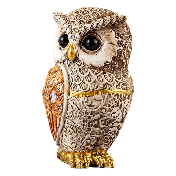 OIUR Owl Statue Realistic Look Animal Themed Ornament Owl Collectible Figurine Home Decor Office Desk Accessory