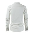 thumbnail image 4 of IYTR Mens Button Up Shirts Long Sleeve Solid Color Stand Collar Casual Shirts (Beige,L), 4 of 6