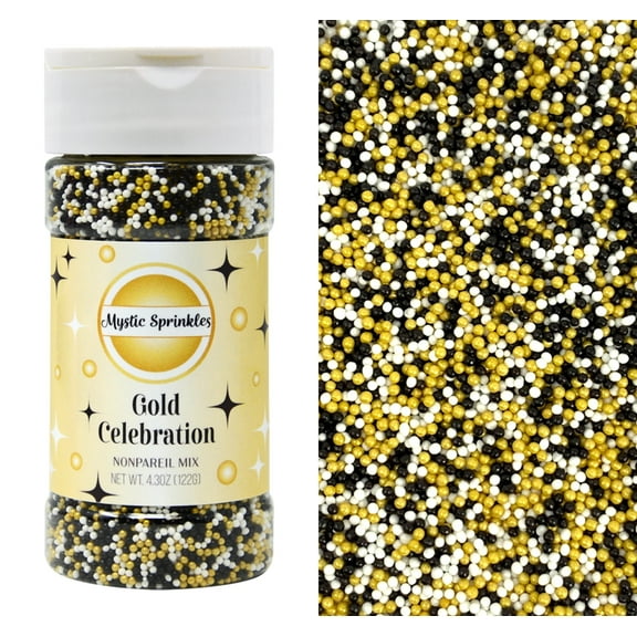 Mystic Sprinkles Gold Celebration Nonpareil Mix 4.3 oz