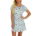 thumbnail image 3 of Defitshape Women's Cotton Nightgowns Soft Short Sleeve Sleep Shirt Printed Sleepshirts Cute Nightdress Short Night Gown Pajama Dress Summer Short Sleeve Sleepwear Blue Large, 3 of 5