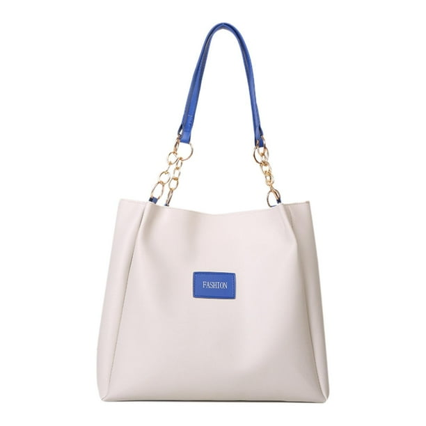 Bolso de mano para mujer, bolso de hombro, bolso de compras con cremallera de gran capacidad a la moda. Blanco