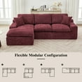 thumbnail image 3 of 107.9" Upholstered Sofa Couch with Double-layer Cushion and Side Pockets, Free-combined Sectional Sofa, Full-compressed Sofa for Living Room, No Assembly Required, Red, 3 of 9