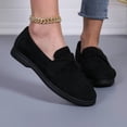 thumbnail image 5 of SCHUHLAND Women's Pleated Strap Faux Suede Loafers, Round Toe Low Heel Slip-On Casual Pumps, Black/Khaki, Summer, 5 of 14