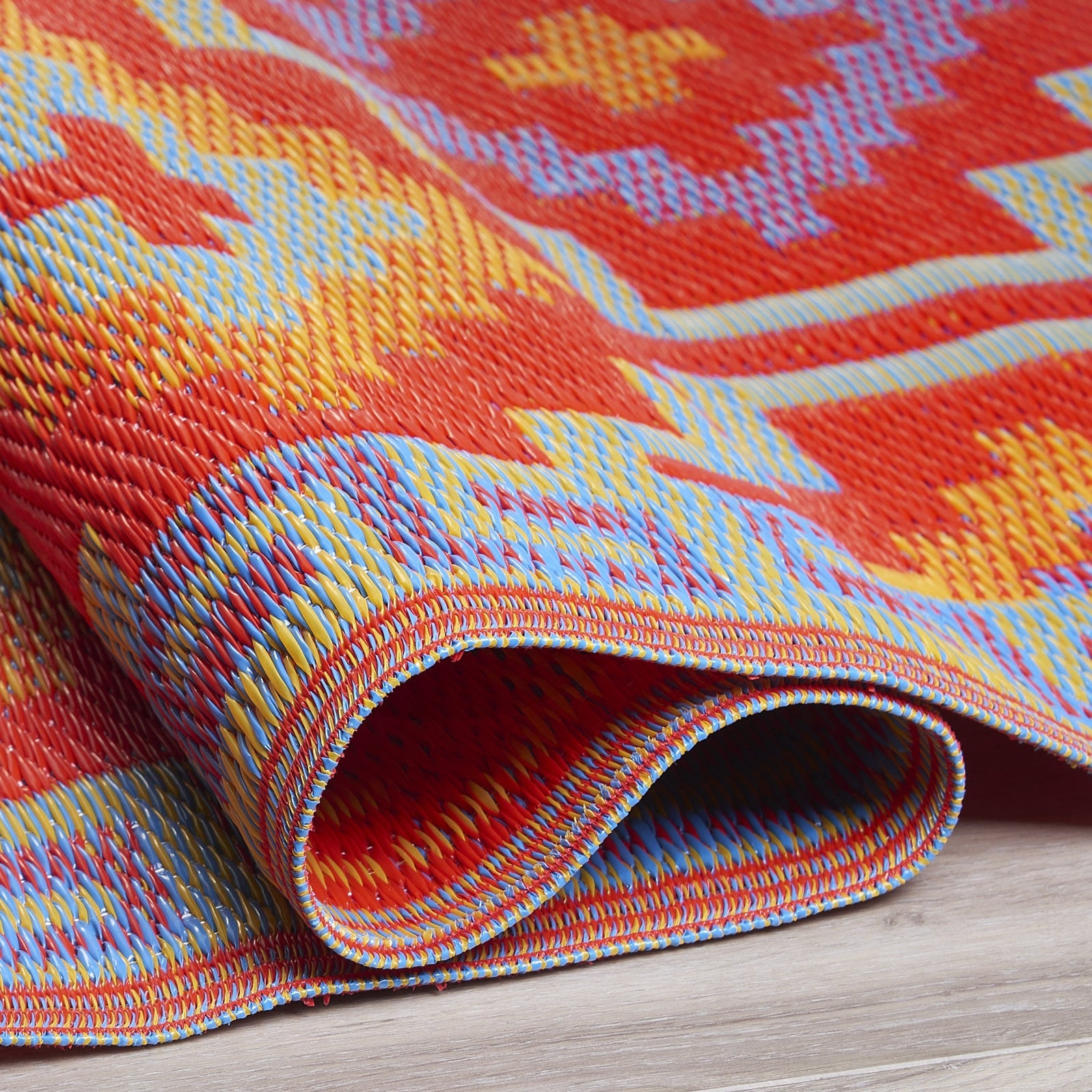 Fab Habitat Outdoor Rug - Waterproof, Fade Resistant, Crease-Free - Premium Recycled Plastic - Vintage Boho Kilim - Large Patio, Deck, Sunroom, Camping, RV - Lhasa - Orange & Violet - 8 x10 ft