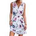 thumbnail image 3 of Vestido Sin Mangas De Verano, Cintura Alta, Transpirable, Estampado Floral, Cierre De Cremallera, Vestido De Verano Para Mujer, Con Cinturón, Una Línea Para La Vida Diaria ANGGREK Otros, 3 of 6