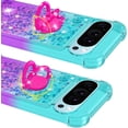 thumbnail image 6 of Gradient Quicksand Case for Google Pixel 9 Pro/Pixel 9 2024 with Ring Kickstand, Bling Sparkle Colorful Liquid Glitter Cover Case for Google Pixel 9 Pro. JB-Green Purple, 6 of 14