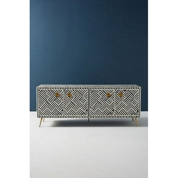 Bone inlay media cabinet Black