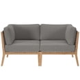 thumbnail image 2 of Modway Clearwater Teak Wood Fabric Outdoor Loveseat in Gray/Graphite, 2 of 8