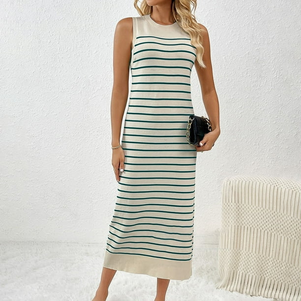 TJAZFJPA Tube Dress Women's Casual Sweater Striped Long Skirt