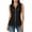 #0323-Black, variant on Womens Textured Sleeveless Blouse Collared Zip Front Top with Chest Pockets Casual Workwear Tank Top