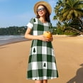 thumbnail image 4 of Disketp Green White Lumberjack Plaid para Vestido de Manga Corta para Mujeres, Vestidos de Verano para Mujeres, Casual y Holgado para la Playa, 4 of 6