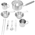 thumbnail image 1 of HUGFEGWE Camping Cookware Set Stainless Steel Lightweight Pots and Pans Kit for Outdoor Picnic Cooking CJB91-51494, 1 of 9