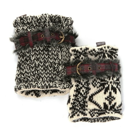 MUK LUKS Classic Reversible Boot Sweaters with Plaid Belt