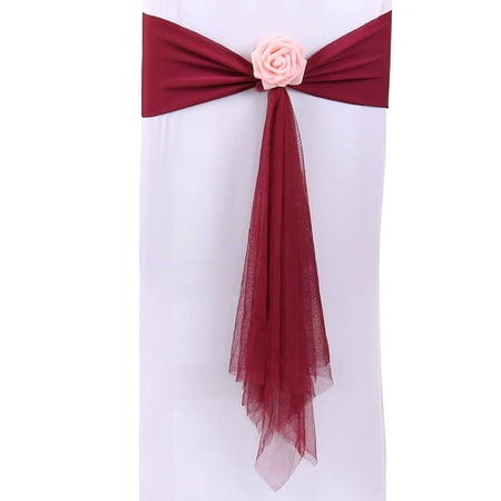 Rose Decor Wedding Party Banquet Festival Ornament Chair Sash Wine Red 2 in (Best Red Wine Brands For Health)
