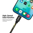 thumbnail image 3 of Powertek Marble 6ft USB-A to Lightning Cable, Black & Gold, Fast Charging, Silicone Marble Design, Smooth Data Transfer, 3 of 5