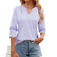 thumbnail image 2 of Spring And Summer V Neck Lace Three Quarter Sleeve Loose Top T Shirt For Women, 2 of 2