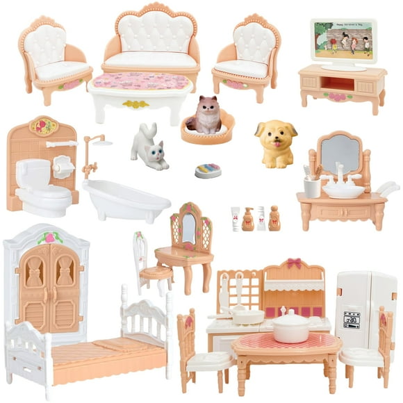 Conjunto de Muebles para Casa de Muñecas Xadothat Colección Completa de Habitaciones