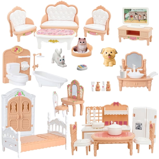 Conjunto de Muebles para Casa de Muñecas Xadothat Colección Completa de Habitaciones