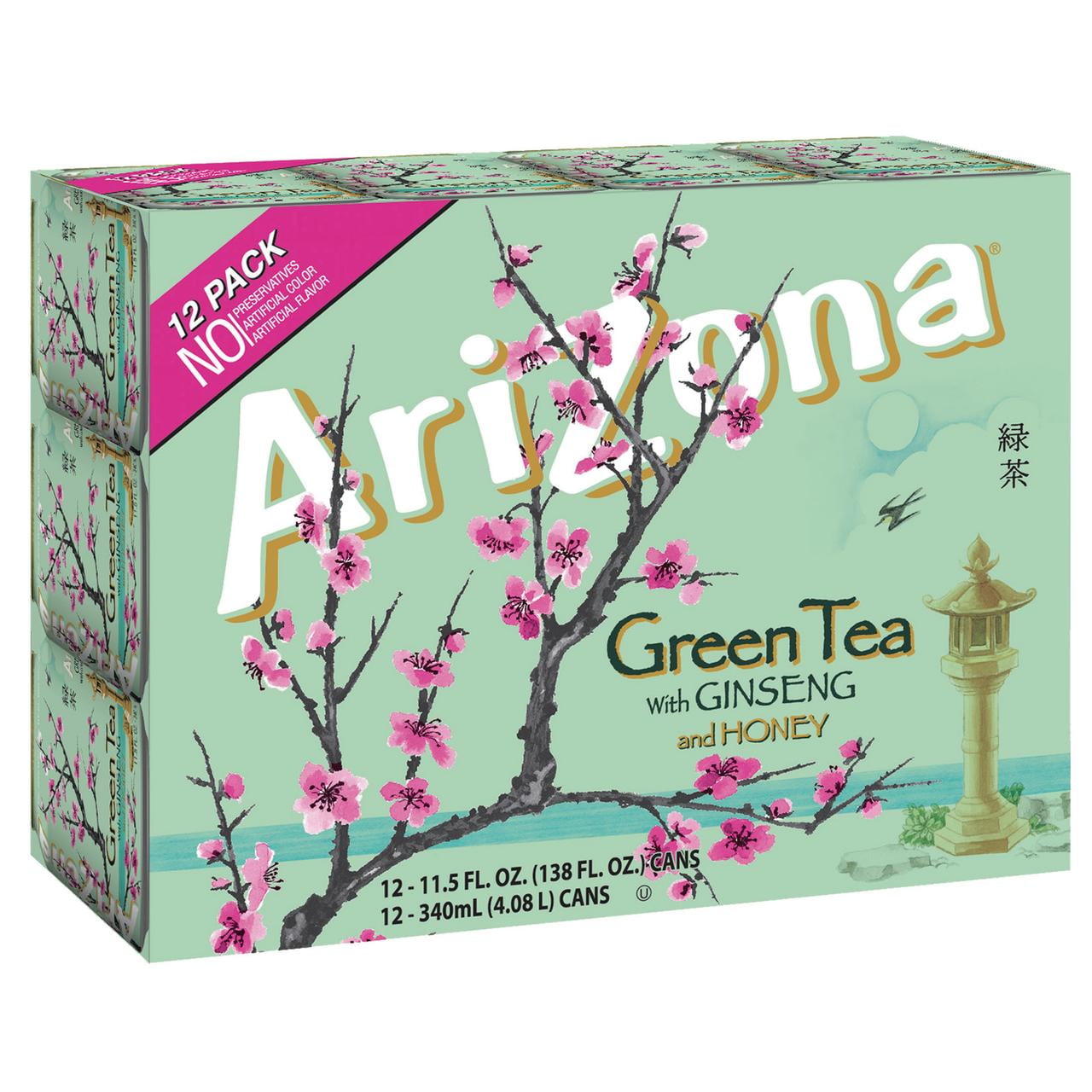 ARIZONA GREEN TEA アリゾナ グリーンティ 12本パック AriZona Green Tea with Ginseng and Honey, 11.5 fl oz Cans, 12 Pack
