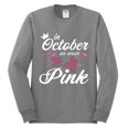 thumbnail image 2 of Wild Bobby In October We Wear Pink Crown Breast Cancer Awareness Men Long Sleeve Shirt, Heather Grey, Medium, 2 of 6