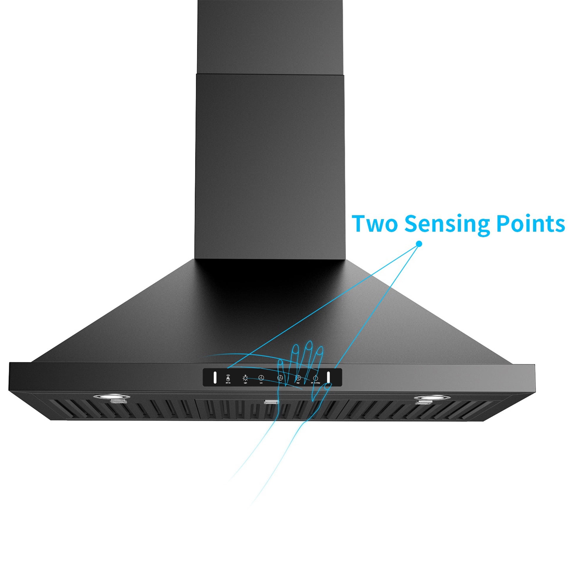 VIKIO 30 inch Ducted 900-CFM Black Wall-Mounted Range Hood with LED Lighting