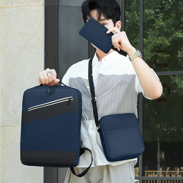 Mochila de viaje para portátil, mochila grande para hombre y mujer, mochila de negocios con bandolera y monedero, mochila universitaria de tres piezas.