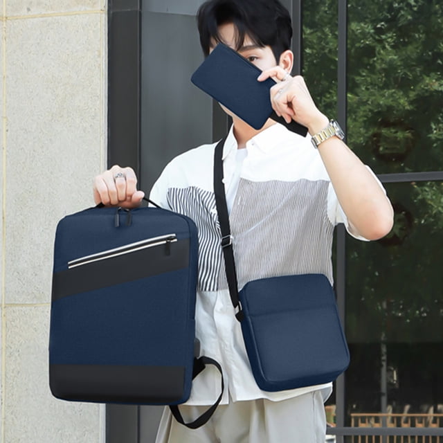 Mochila de viaje para portátil, mochila grande para hombre y mujer, mochila de negocios con bandolera y monedero, mochila universitaria de tres piezas.