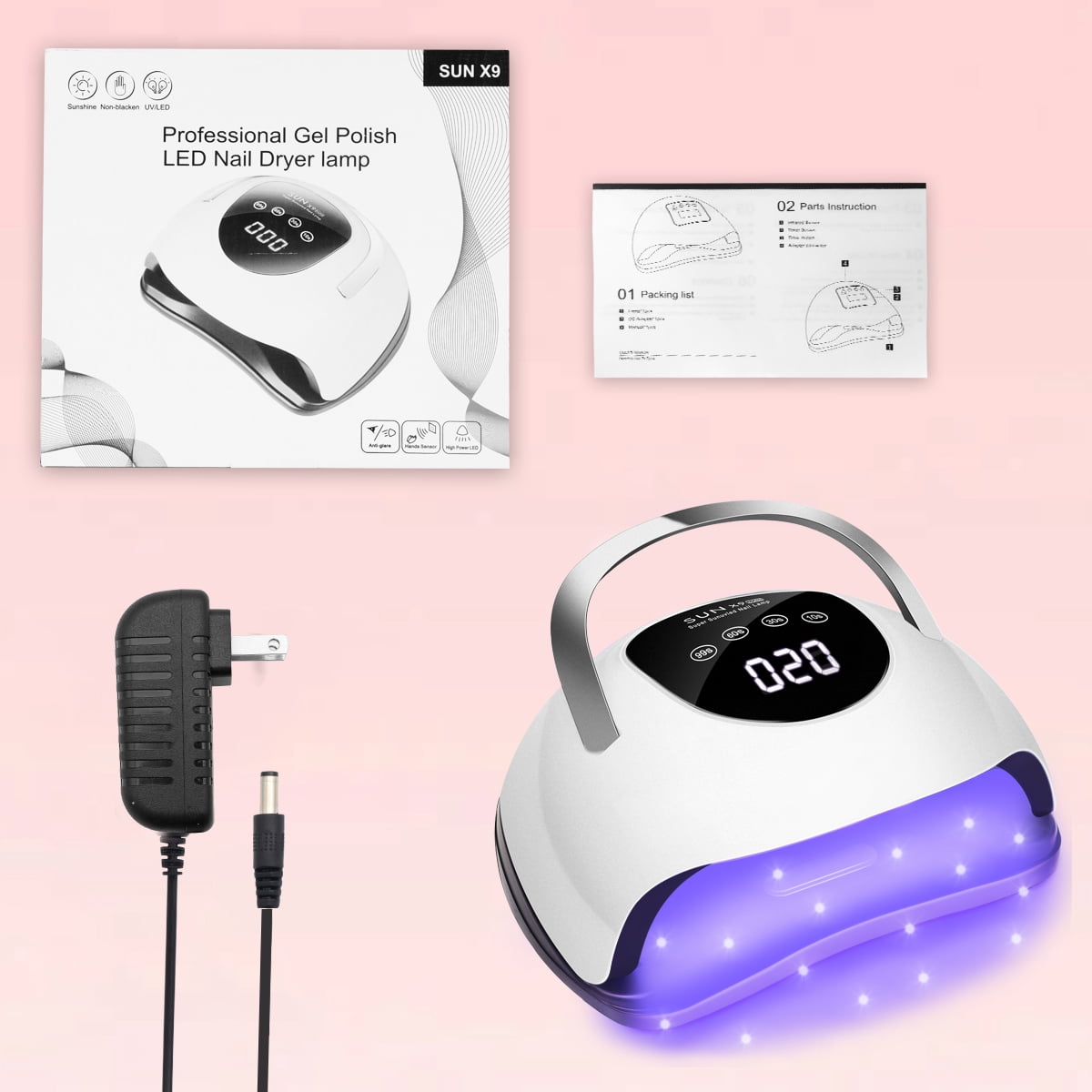 LKEnail UV Nail Lamp 220W Nail Dryer 4 Timers Smart UV Light for Nails Suitable for Hands and Toes Gifts for Girlfriends Manicure Machine