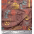 thumbnail image 1 of Soimoi Velvet Fabric Vegetables,Jar & Cups Print Sewing Fabric Yard 58 Inch Wide, 1 of 1