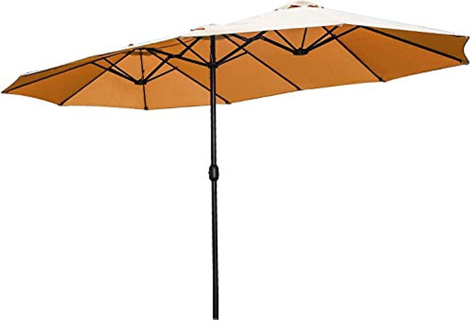 15' Patio Outdoor Umbrella Solar LED Light Crank Sun Shade Garden Canopy Market 
