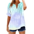 thumbnail image 2 of Xdegoge Short Sleeve Womens Tops Plus Size V Neck T Shirt Floral Printed Summer Tunic Tops Oversized Loose Fit Boho Blouses, 2 of 5