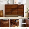 thumbnail image 5 of 47.3" Mid Century Modern Sideboard Buffet Cabinet with Solid Wood Handles, 2 Doors and 3 Drawers for Kitchen Dining Living Room Storage, Walnut, 5 of 17