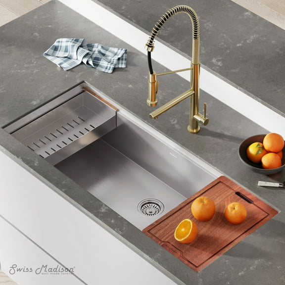 Rivage 45 x 19 Single Basin Undermount Kitchen Workstation Sink