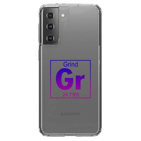 DistinctInk Clear Shockproof Hybrid Case for Galaxy S21 5G (6.2" Screen) - TPU Bumper Acrylic Back Tempered Glass Screen Protector - Entrepreneur Grind GR Element