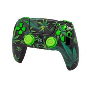 Custom Controllerzz Wireless Controller Compatible with PS5 - Multiple Designs Available (Weeds & Green Chrome Inserts)