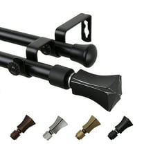 13/16" Dia Adjustable 28-48" Leandro Double Curtain Rod in Black