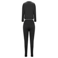 thumbnail image 4 of Travel Outfits for Women 2 Piece Sets Solid Color Splicing Sports Set Plus Size Tracksuit Casual Outfit Black L, 4 of 5