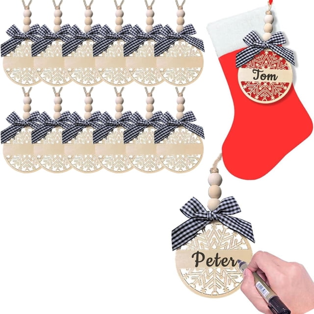 Harpily Home Decor 12 Pieces Christmas Stocking Name Tags Handmade For Christmas Stockings Tree