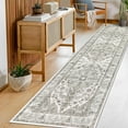thumbnail image 3 of Findosom 2'x8' Vintage Boho Runner Rug Washable Non-slip Area Rug,Hallway Indoor Farmhouse Bedroom Kitchen Living Room Non Shedding Runner, Contemporary Low Plie Floor Carpet Doormat,Taupe, 3 of 9