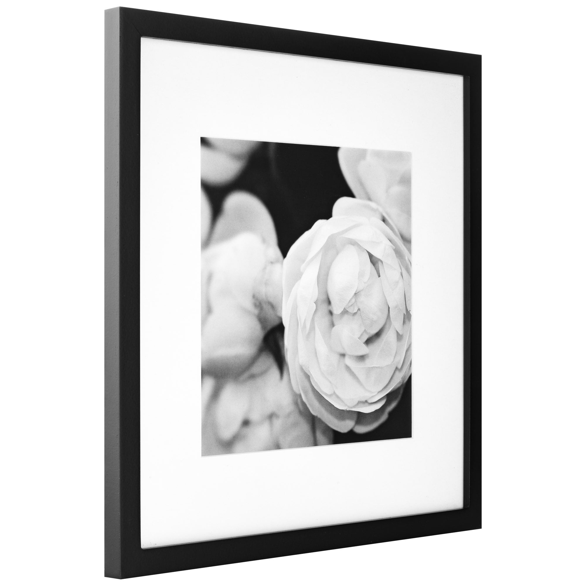 Gallery Perfect Black Gallery Wall Picture Frame White Mat Set for 8" x 8" or 12" x 12" Photos 9-Piece
